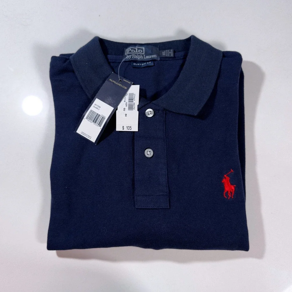 Polo Ralph Lauren Polo Shirt Mens XXL Navy New Custom Fit Mesh Pony Logo